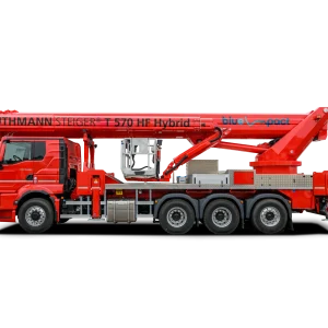 RUTHMANN STEIGER T 570 HF Hybrid LKW-Arbeitsbühne in rot mit blueimpact Schriftzug