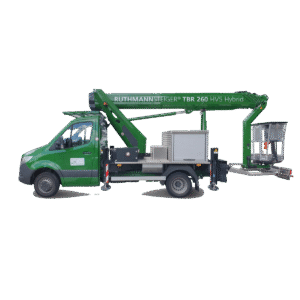 Ruthmann Steiger TBR 260 HV5 Hybrid grün auf MB Fahrgestell Seitenansicht